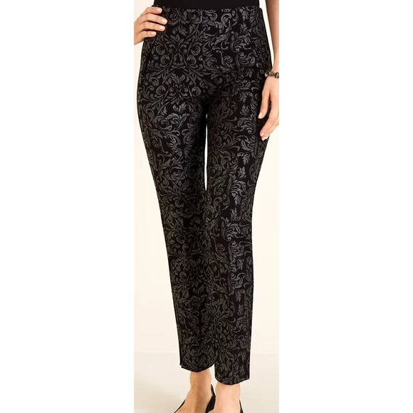 Chico's Women's So Slimming Petite Juliet Scroll-Print Ankle Pants OP Petite - Picture 1 of 7